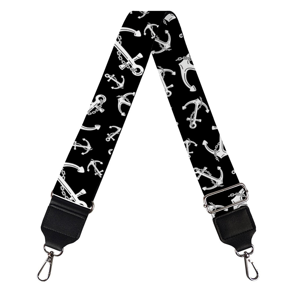 Black And White Anchor Pattern Print Bag Strap