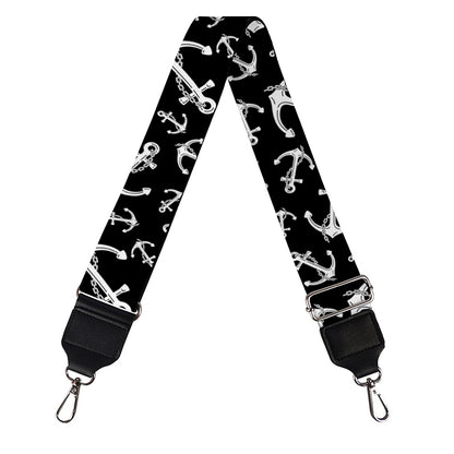 Black And White Anchor Pattern Print Bag Strap