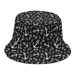 Black And White Anchor Pattern Print Bucket Hat