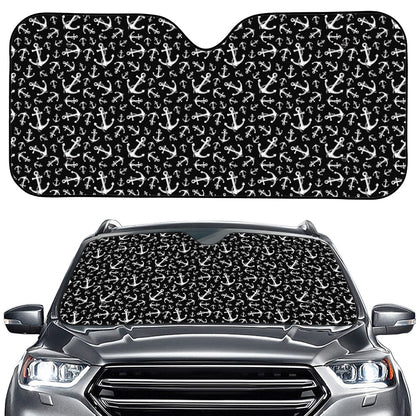 Black And White Anchor Pattern Print Car Windshield Sun Shade