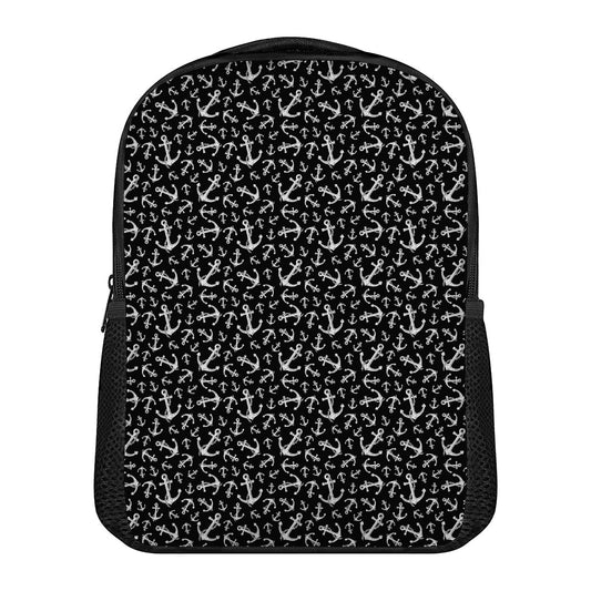Black And White Anchor Pattern Print Casual Backpack