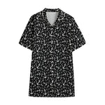 Black And White Anchor Pattern Print Cotton Hawaiian Shirt