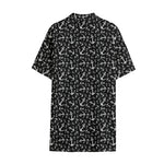 Black And White Anchor Pattern Print Cotton Hawaiian Shirt