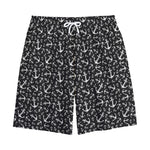 Black And White Anchor Pattern Print Cotton Shorts
