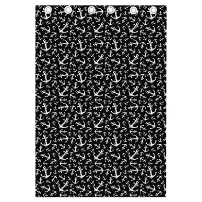 Black And White Anchor Pattern Print Curtain