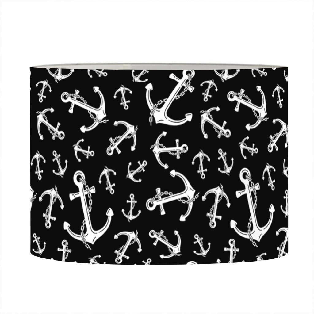 Black And White Anchor Pattern Print Drum Lamp Shade