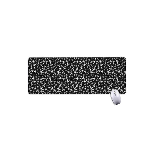 Black And White Anchor Pattern Print Extended Mouse Pad