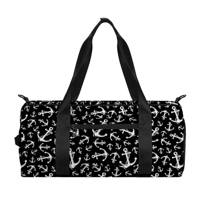 Black And White Anchor Pattern Print Gym Bag