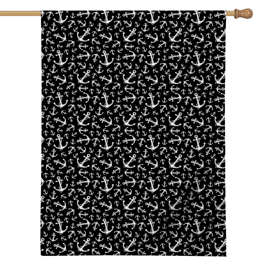 Black And White Anchor Pattern Print House Flag