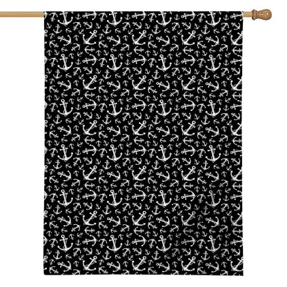 Black And White Anchor Pattern Print House Flag