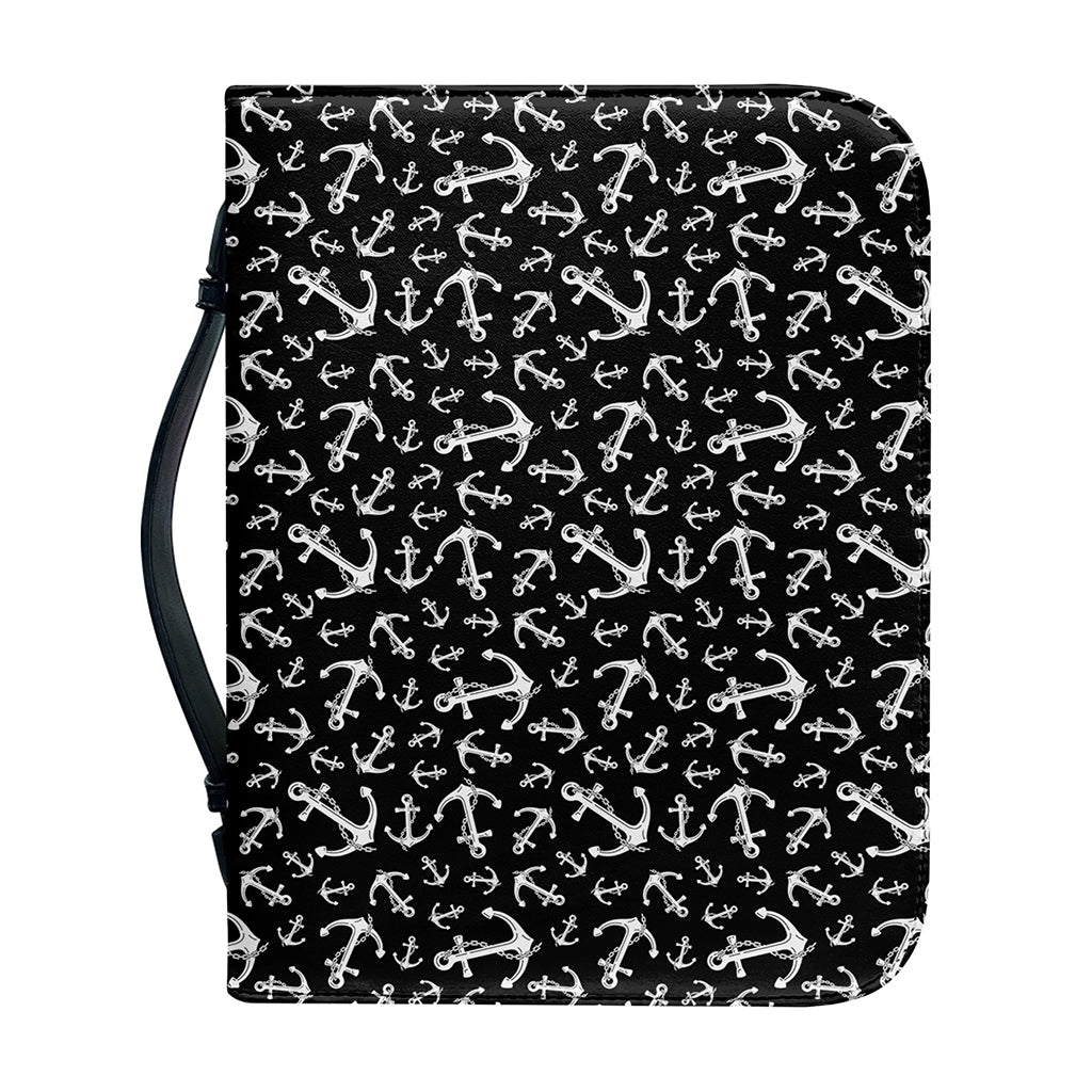 Black And White Anchor Pattern Print Leather Bible Cover