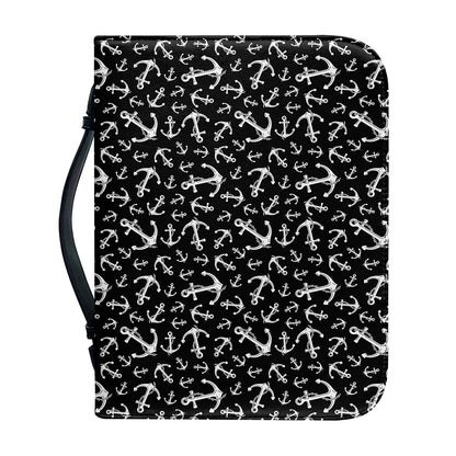 Black And White Anchor Pattern Print Leather Bible Cover