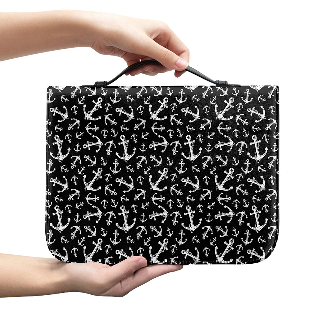 Black And White Anchor Pattern Print Leather Bible Cover