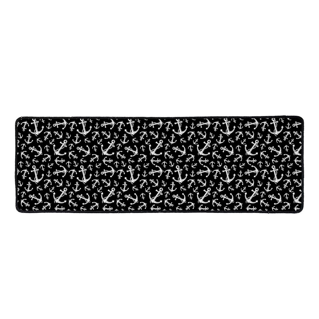 Black And White Anchor Pattern Print Long Kitchen Mat