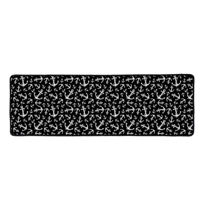 Black And White Anchor Pattern Print Long Kitchen Mat