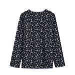 Black And White Anchor Pattern Print Long Sleeve Short Coat