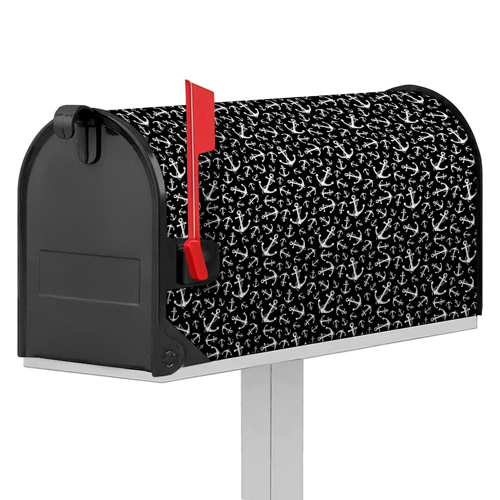 Black And White Anchor Pattern Print Mailbox Cover