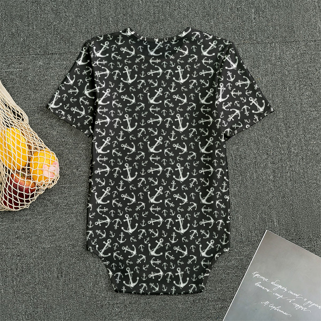 Black And White Anchor Pattern Print Men's Bodysuit