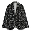 Black And White Anchor Pattern Print Men's Cotton Blazer