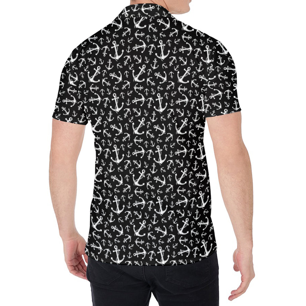 Black And White Anchor Pattern Print Men's Shirt
