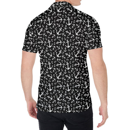 Black And White Anchor Pattern Print Men's Shirt