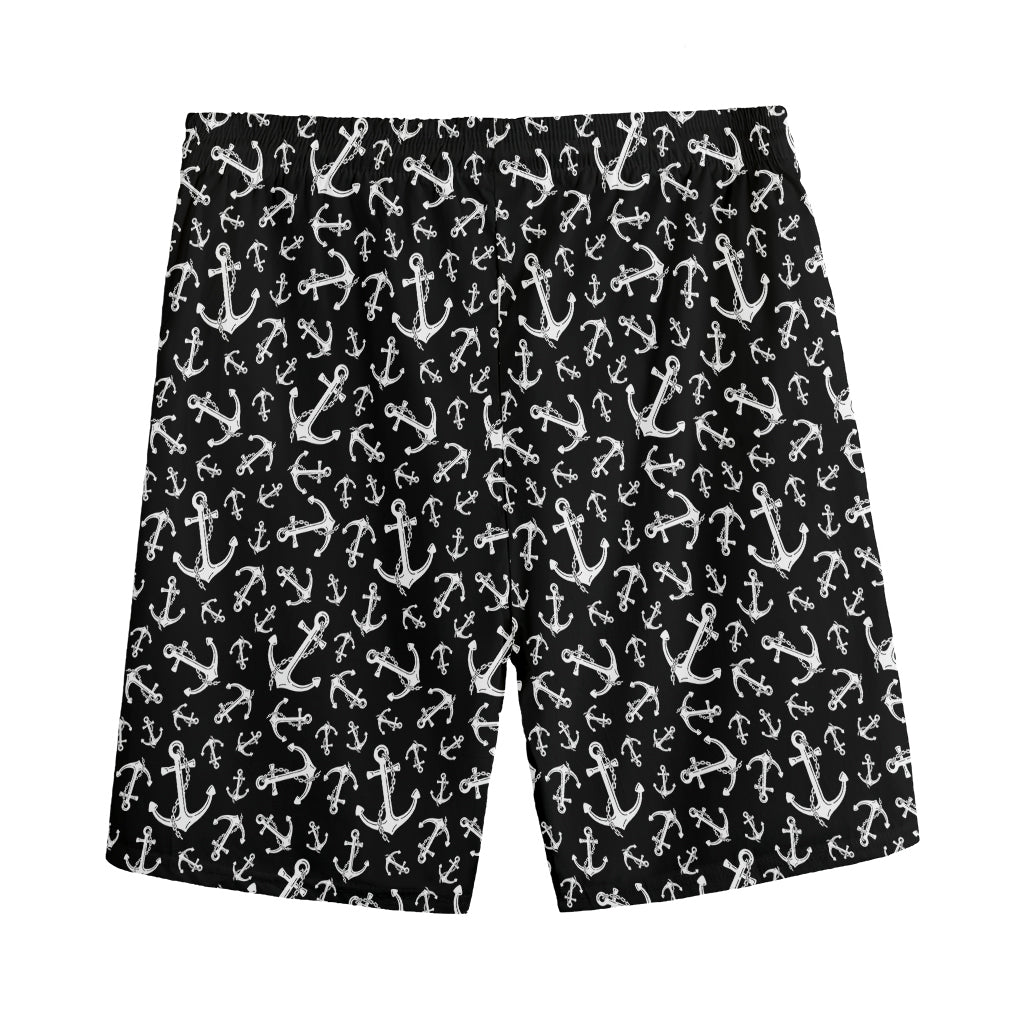 Black And White Anchor Pattern Print Men's Sports Shorts