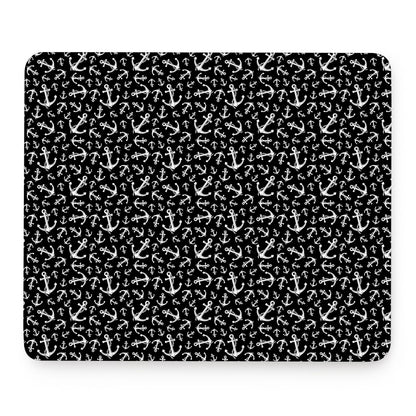 Black And White Anchor Pattern Print Mouse Pad
