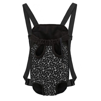 Black And White Anchor Pattern Print Pet Carrier Backpack