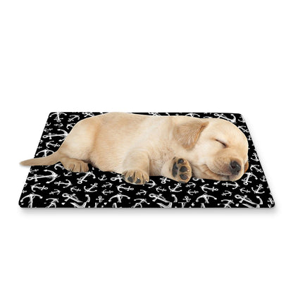 Black And White Anchor Pattern Print Pet Cooling Mat Cover