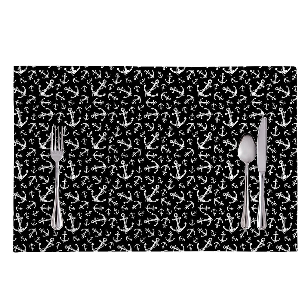 Black And White Anchor Pattern Print Placemat