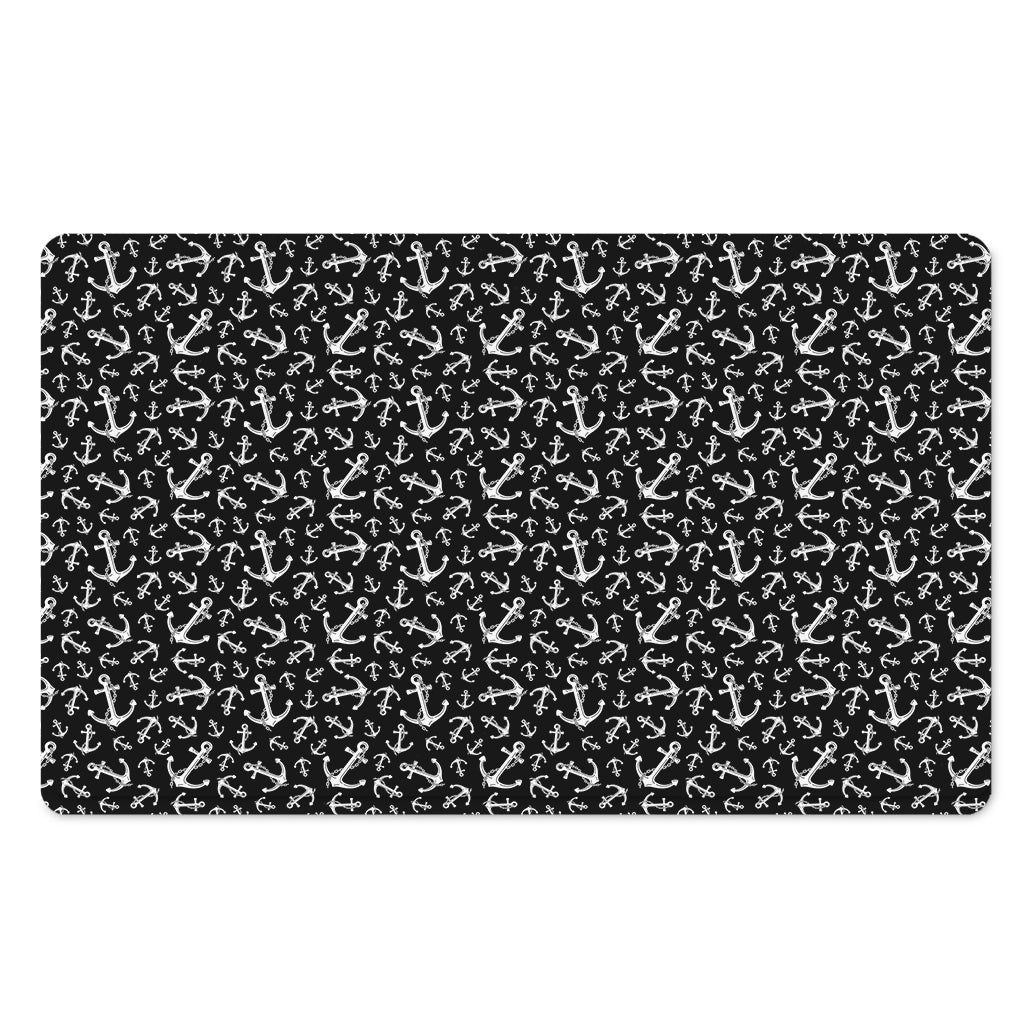 Black And White Anchor Pattern Print Polyester Doormat