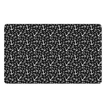 Black And White Anchor Pattern Print Polyester Doormat