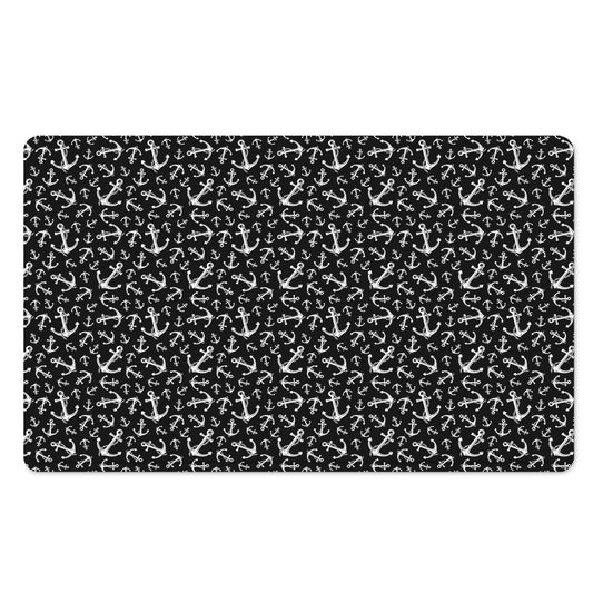 Black And White Anchor Pattern Print Polyester Doormat