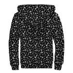 Black And White Anchor Pattern Print Sherpa Lined Zip Up Hoodie