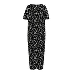 Black And White Anchor Pattern Print Short Sleeve Long Nightdress