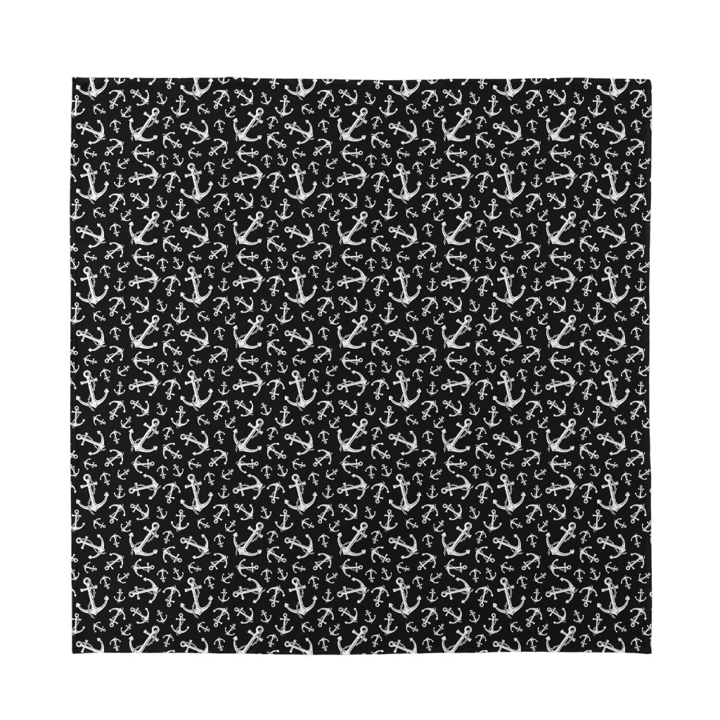 Black And White Anchor Pattern Print Silk Bandana