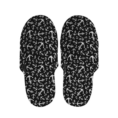 Black And White Anchor Pattern Print Slippers