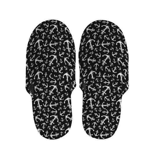 Black And White Anchor Pattern Print Slippers