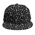 Black And White Anchor Pattern Print Snapback Cap