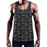 Black And White Anchor Pattern Print Training Tank Top