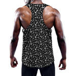 Black And White Anchor Pattern Print Training Tank Top