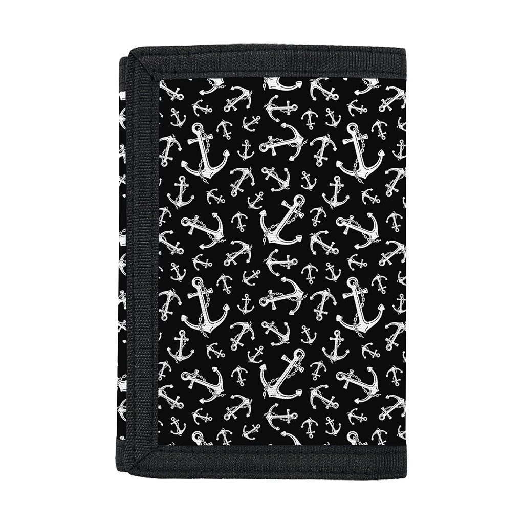 Black And White Anchor Pattern Print Trifold Wallet