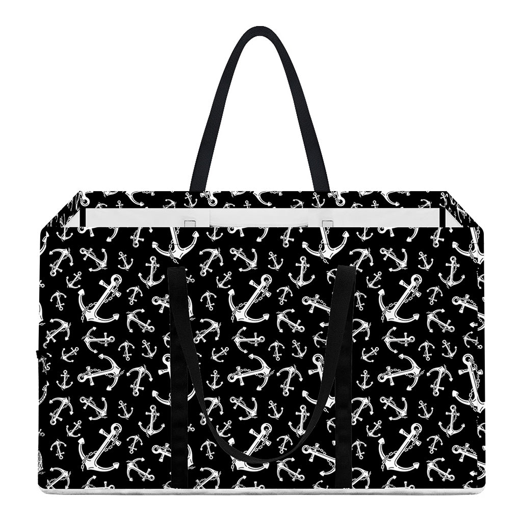 Black And White Anchor Pattern Print Utility Tote Bag