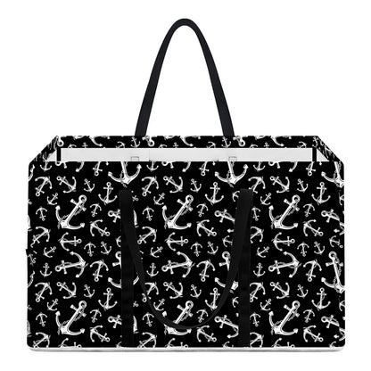 Black And White Anchor Pattern Print Utility Tote Bag
