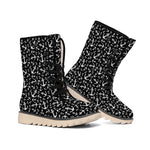 Black And White Anchor Pattern Print Winter Boots