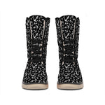 Black And White Anchor Pattern Print Winter Boots
