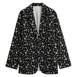 Black And White Anchor Pattern Print Women's Blazer