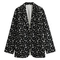 Black And White Anchor Pattern Print Women's Cotton Blazer