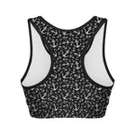 Black And White Anchor Pattern Print Women's Sports Bra