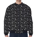 Black And White Anchor Pattern Print Zip Sleeve Bomber Jacket